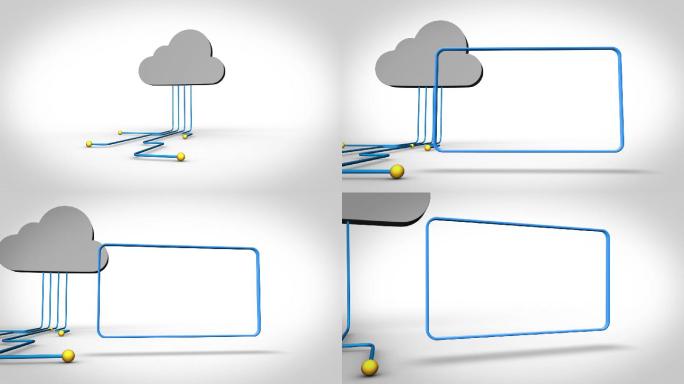 动画帧连接到云三维边框镜头立体卡通云文字