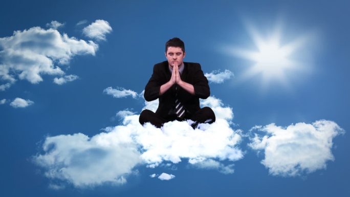 商人坐在云上冥想动画特效