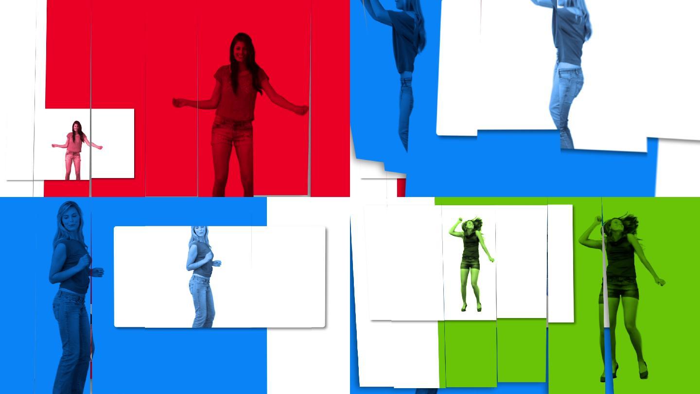 女人在彩色背景下跳舞的动画