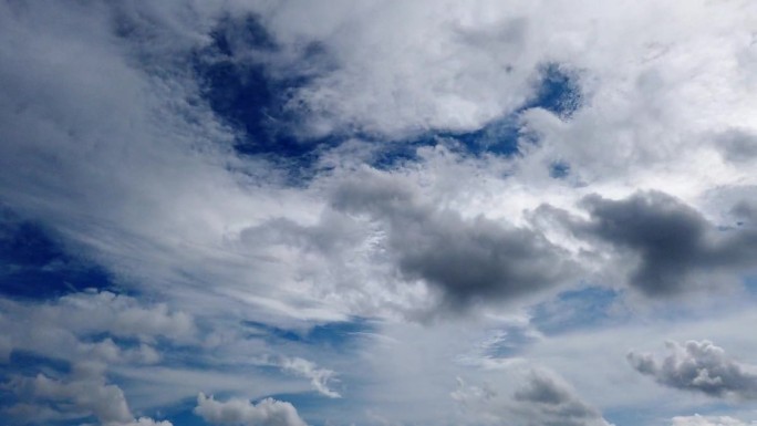 延时拍摄夏天空中云海云层流云自然风光