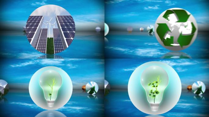太阳能和风车涡轮机动画特效