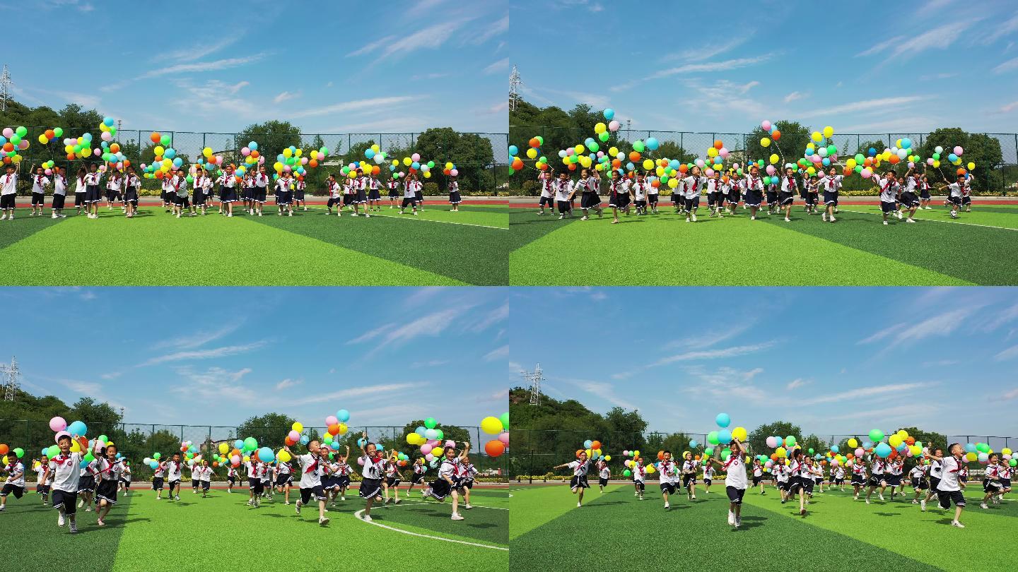 小孩 儿童 学生 气球 奔跑 笑脸 幸福