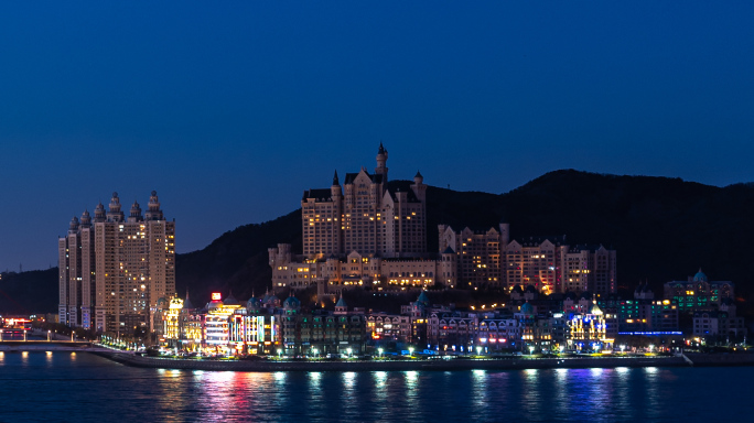 大连标志性建筑城堡酒店延时