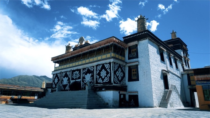 西藏寺庙戏院空镜头