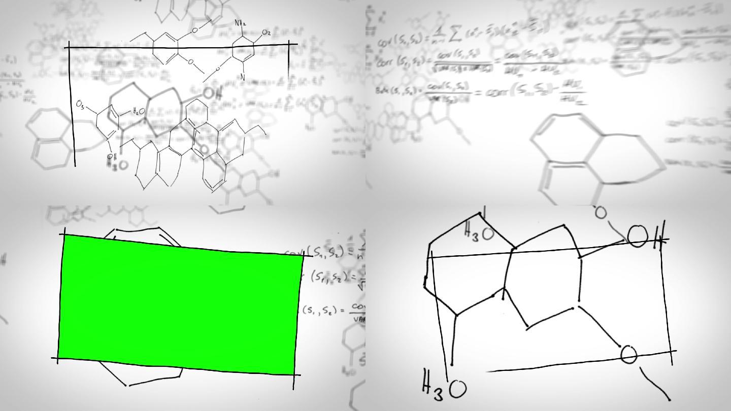 化学方程式出现在黑板上动画特效
