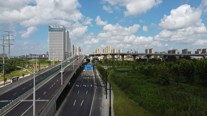 城市交通，环城高架，道路航拍，车水马龙