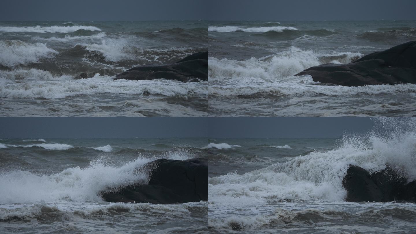 海岸奔腾浪花-高速摄影