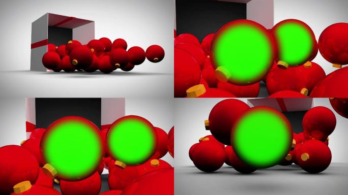 圣诞装饰球从礼物盒滚出动画特效