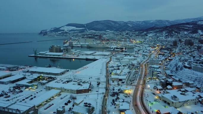 原创 日本北海道小樽运河城市风光航拍