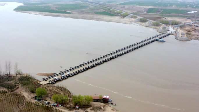 黄河湿地 浮桥 黄河4K