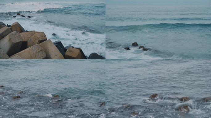 海浪击打礁石