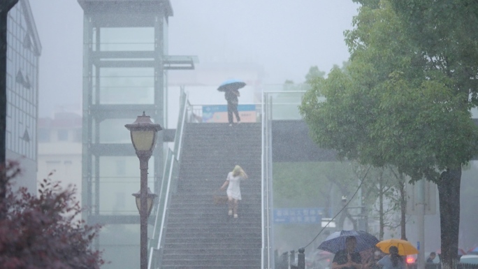 暴雨台风城市公交车+已调色