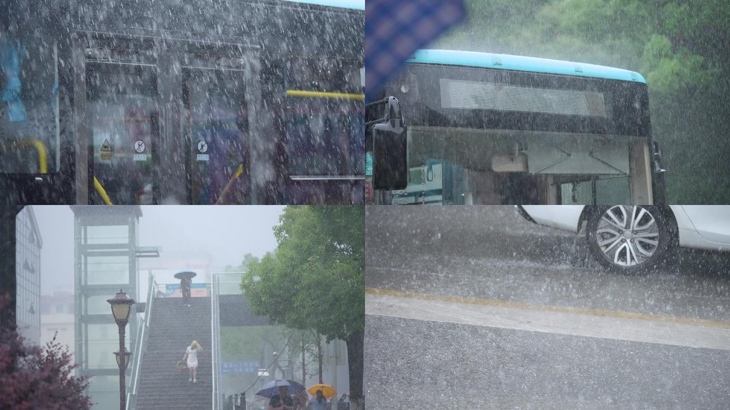 暴雨台风城市公交车+已调色