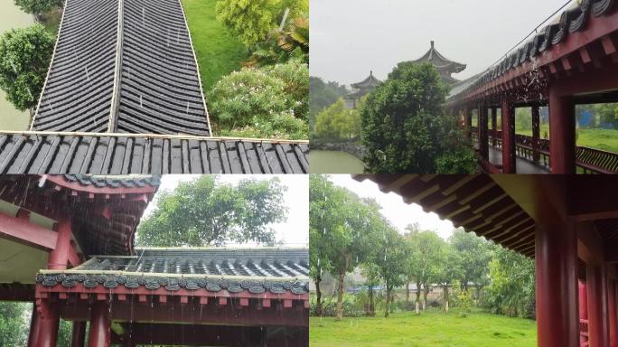 园林建筑烟雨江南滴水安静江南水亭台楼阁