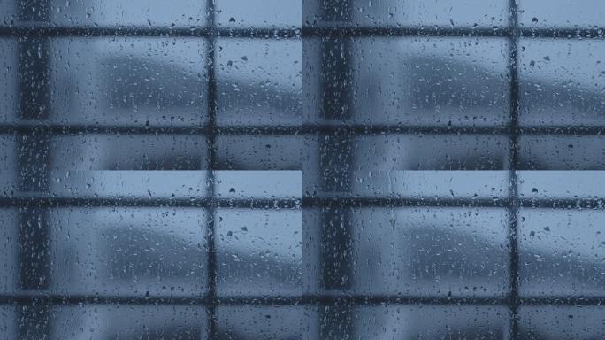 雨滴滑落窗户玻璃 慢动作升格