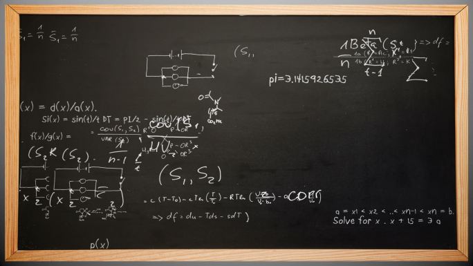 数学方程式出现在黑板上动画特效