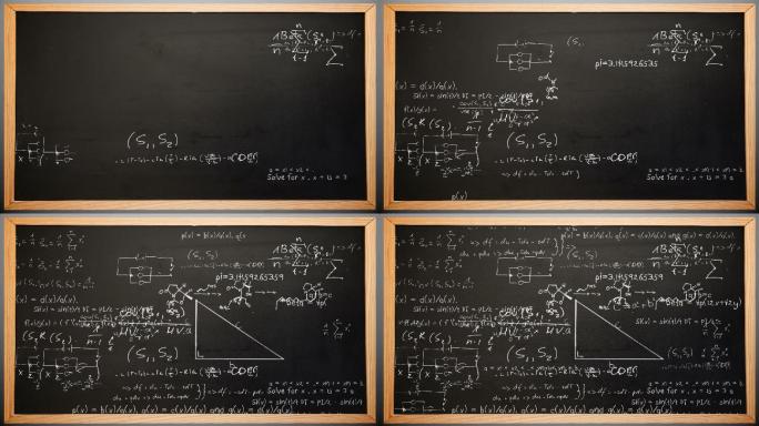 数学方程式出现在黑板上动画特效