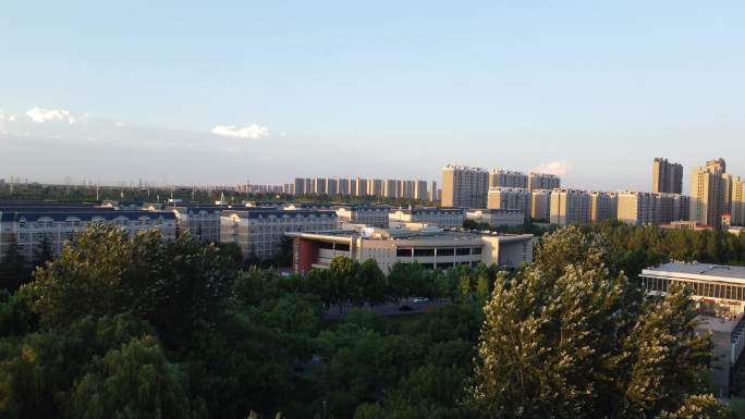 高校 河南工业大学 航拍 夕阳