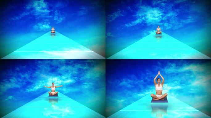 女人冥想瑜伽视频动画特效