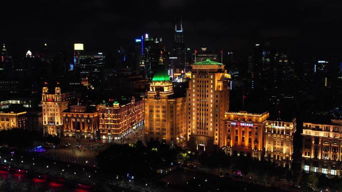 和平饭店夜景航拍