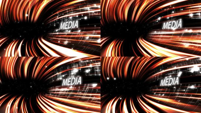 橙色线条隧道和英文单词传媒动画特效