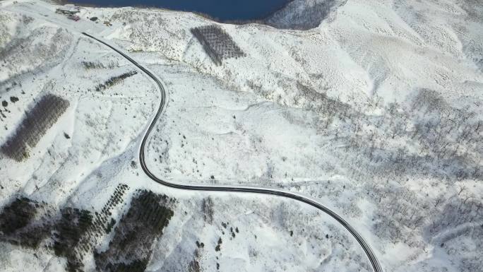 原创 日本北海道雪原公路自驾游风光航拍