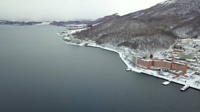 原创 日本北海道洞爷湖温泉镇风光航拍