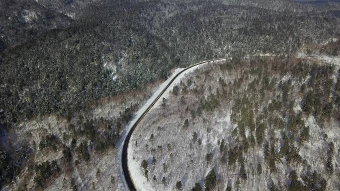 原创 日本北海道雄阿寒山雪山公路风光航拍