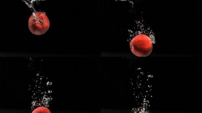 红苹果特写红苹果落水进水气泡广告片