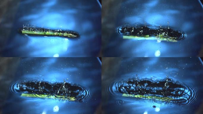 芦笋落入水中特写芦笋落入水中