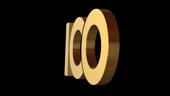 4K透明100周年LOGO旋转（素材）