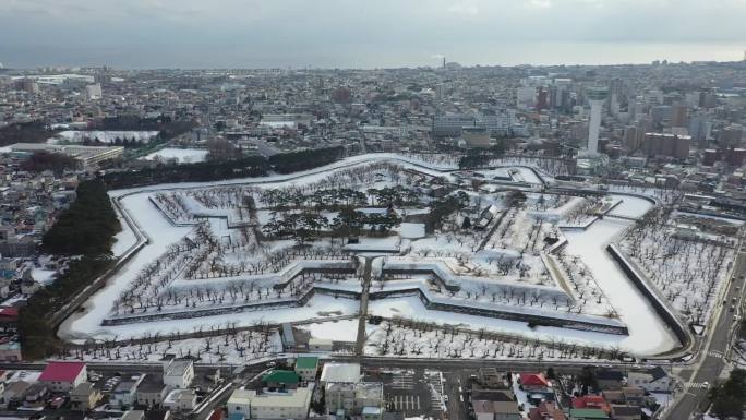 原创 日本函馆五棱郭城堡城市风光航拍