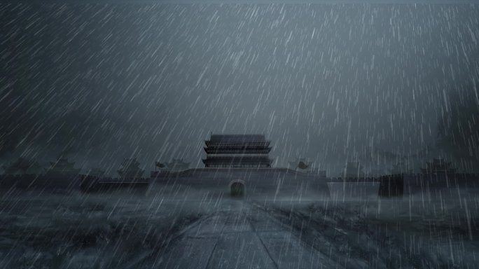 古楼下雨