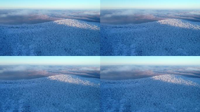 航拍大兴安岭林海雪原雾凇冷空气
