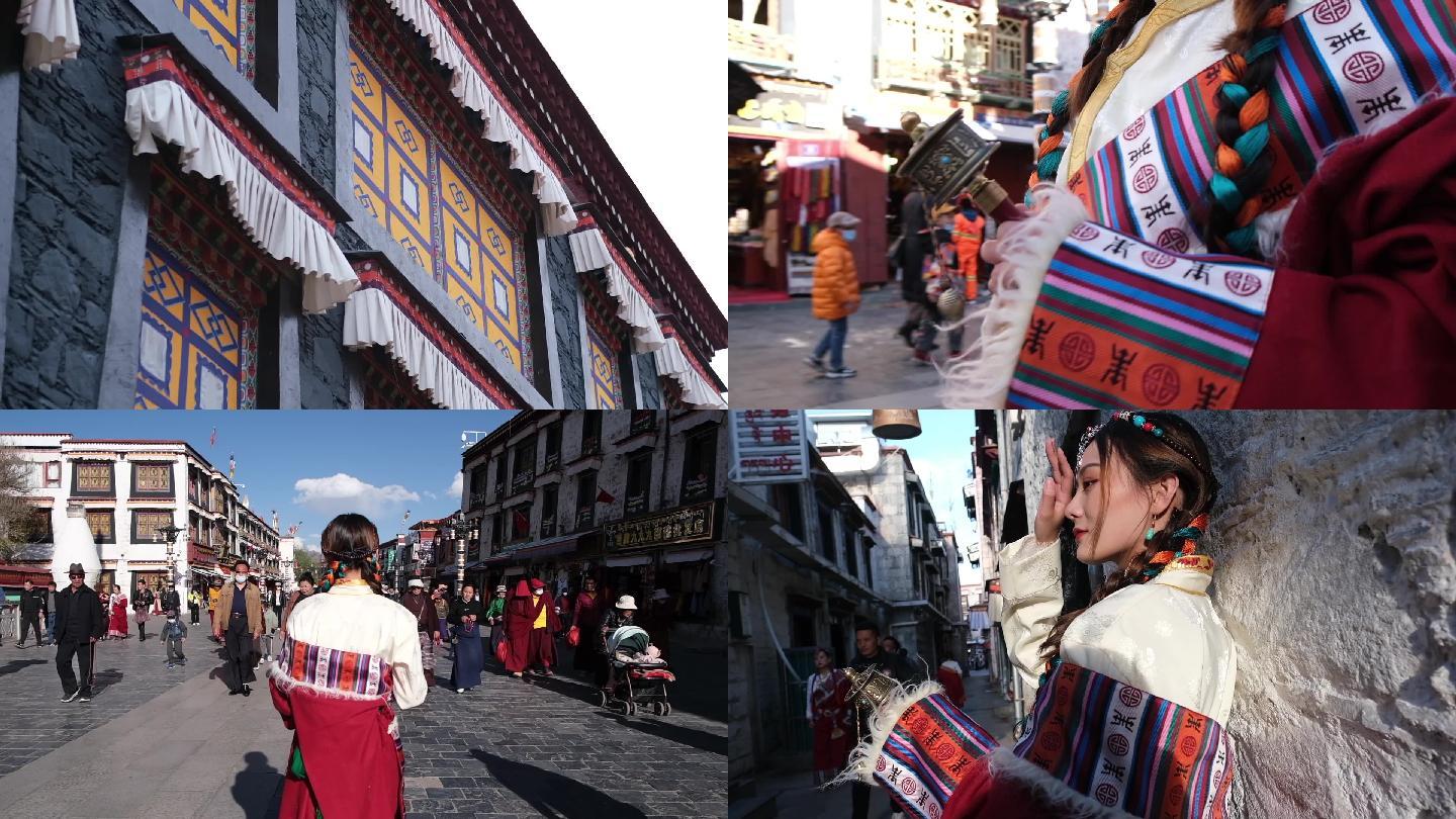 西藏大昭寺藏服美女