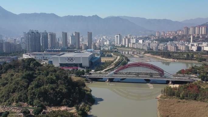 原创 福建宁德市蕉城区城市天际线风光航拍