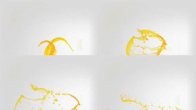 黄色颜料在空中流动动画特效