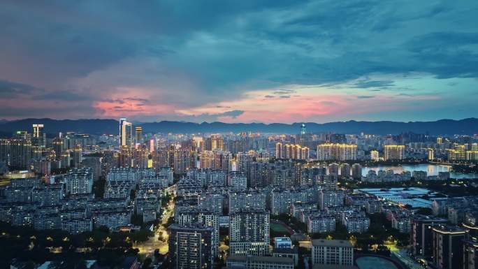 福州城市宣传片航拍晚霞夜景