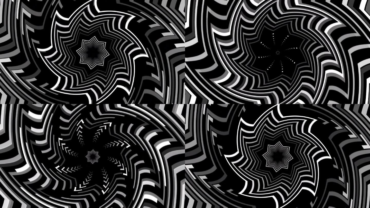 黑白线条螺旋条纹VJ隧道