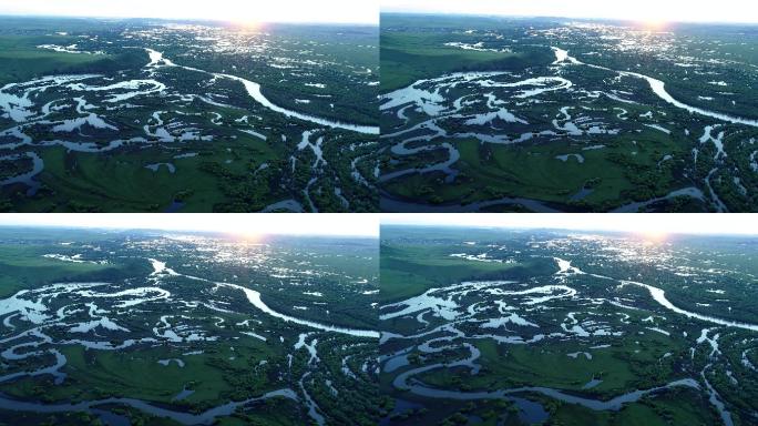 航拍内蒙古亚洲第一湿地根河湿地风光