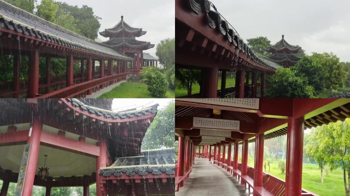 园林建筑烟雨江南滴水安静江南雨水烟雨秋雨