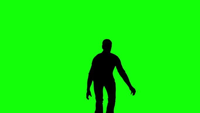 绿色屏幕下男人剪影跳起来特效