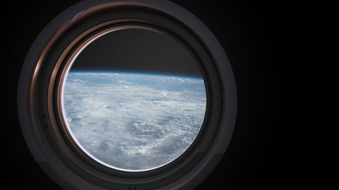 从空间站的舷窗俯瞰地球