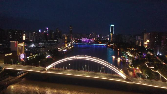 甘肃 兰州 黄河大桥 夜景 航拍