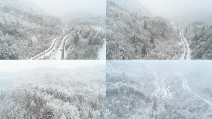 秦岭 雪景 冬天 航拍 大自然