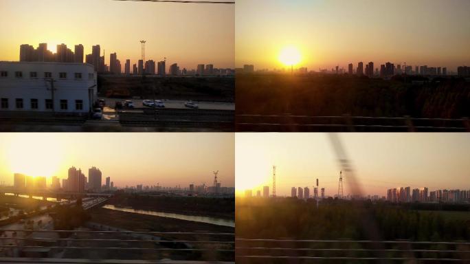 火车窗外的夕阳