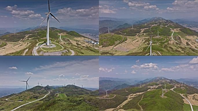 【正版原创实拍】山区风电风力发电场航拍