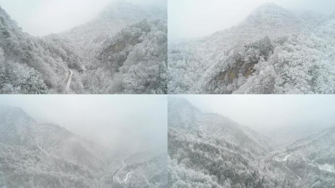 秦岭雪景  雪 冬天 航拍