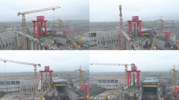 4K广西桂平大藤峡水电站建设画面航拍