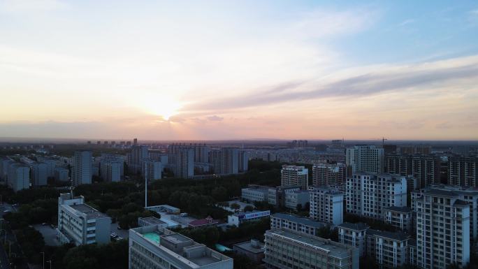 中卫航拍  市政广场 夕阳